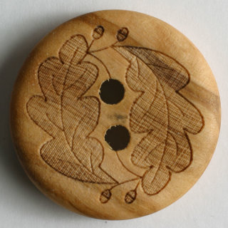 Dill Holzknopf Eichenlaub, braun, 18 mm