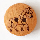 Dill Holzknopf Pferd, braun, 15 mm