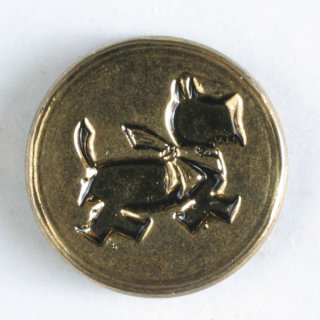 Dill Motivknopf Hund, altgold, 14 mm