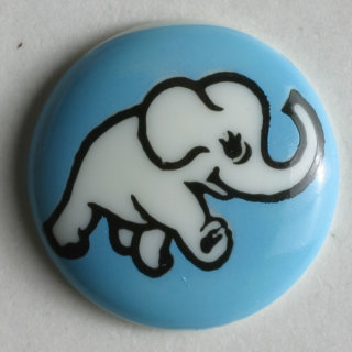 Dill Motivknopf Elefant, blau