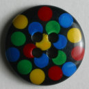 Dill Knopf, schwarz, mit bunten Punkten, 15 mm