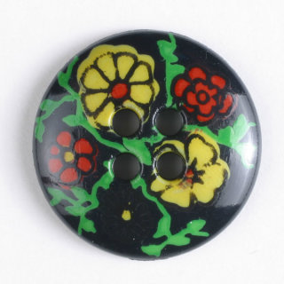 Dill Motivknopf Blume, schwarz, 18 mm