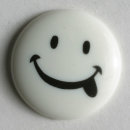 Dill Motivknopf Smiley, weiß, 15 mm
