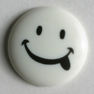 Dill Motivknopf Smiley, weiß, 18 mm