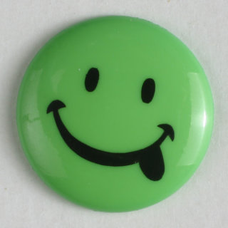 Dill Motivknopf Smiley, grün, 23 mm