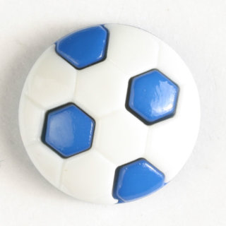 Dill Motivknopf Fußball, blau, 13 mm