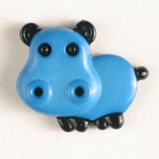 Dill Motivknopf Flusspferd, blau/schwarz