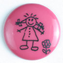 Dill Motivknopf Mädchen, pink, 15 mm
