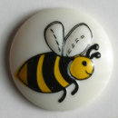 Dill Motivknopf Biene, weiß, 18 mm