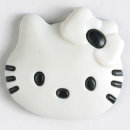 Dill Motivknopf Katze, weiß, 20 mm