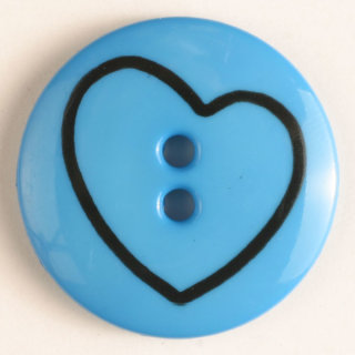 Dill Motivknopf Herz, blau, 13 mm