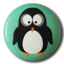 Dill Motivknopf Pinguin, mintgrün/grün, 15 mm